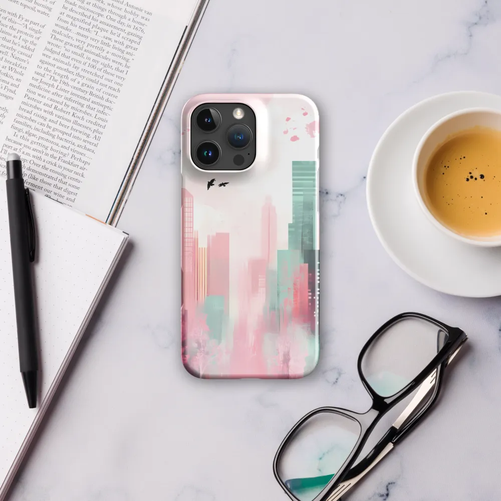 Dreamy Cityscape in Pink and Cyan