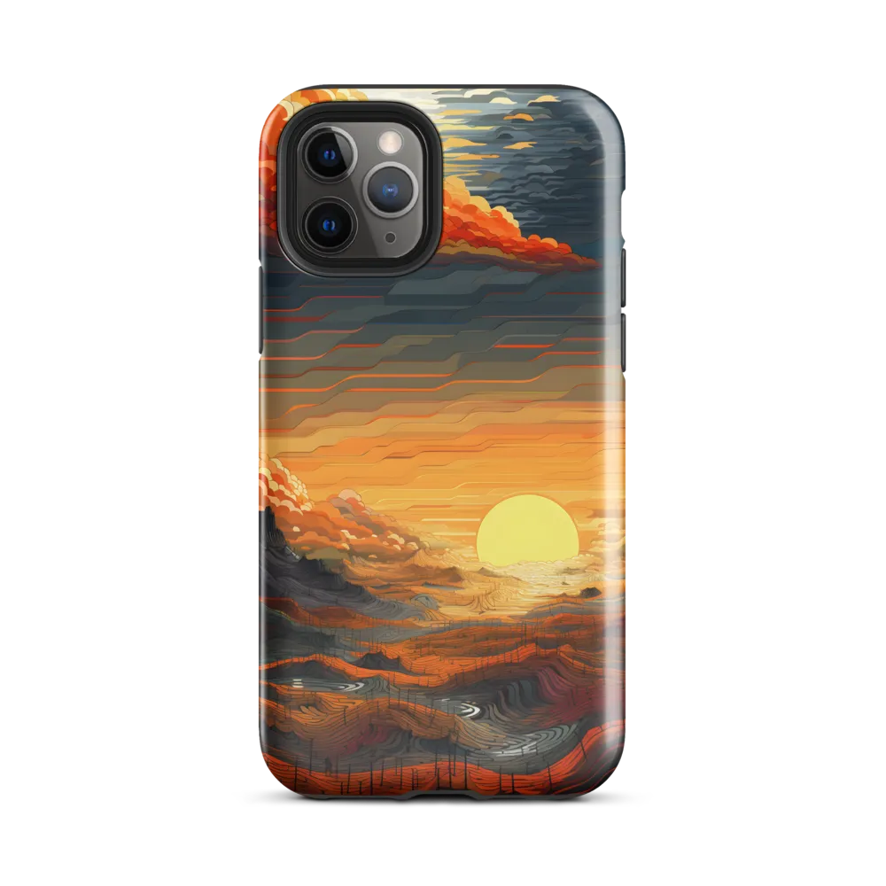 Ethereal Sunset: A Serene Landscape in Flowing Forms | Phone Case |  11 Pro | Tough Case | Glossy