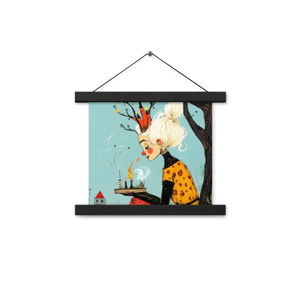 Whimsical Nature Girl | Poster With Black Wood Hanger | 10″×10″