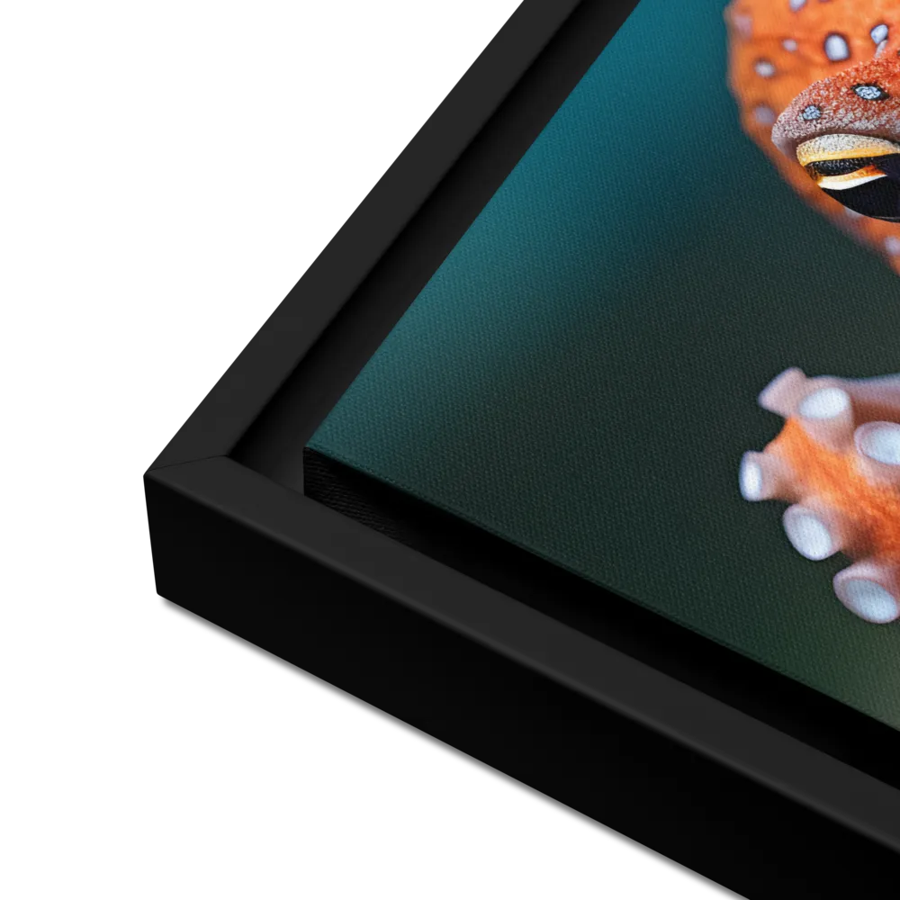 Curiosity of the Deep: The Orange Octopus | Canvas with Black Frame | 16″×20″