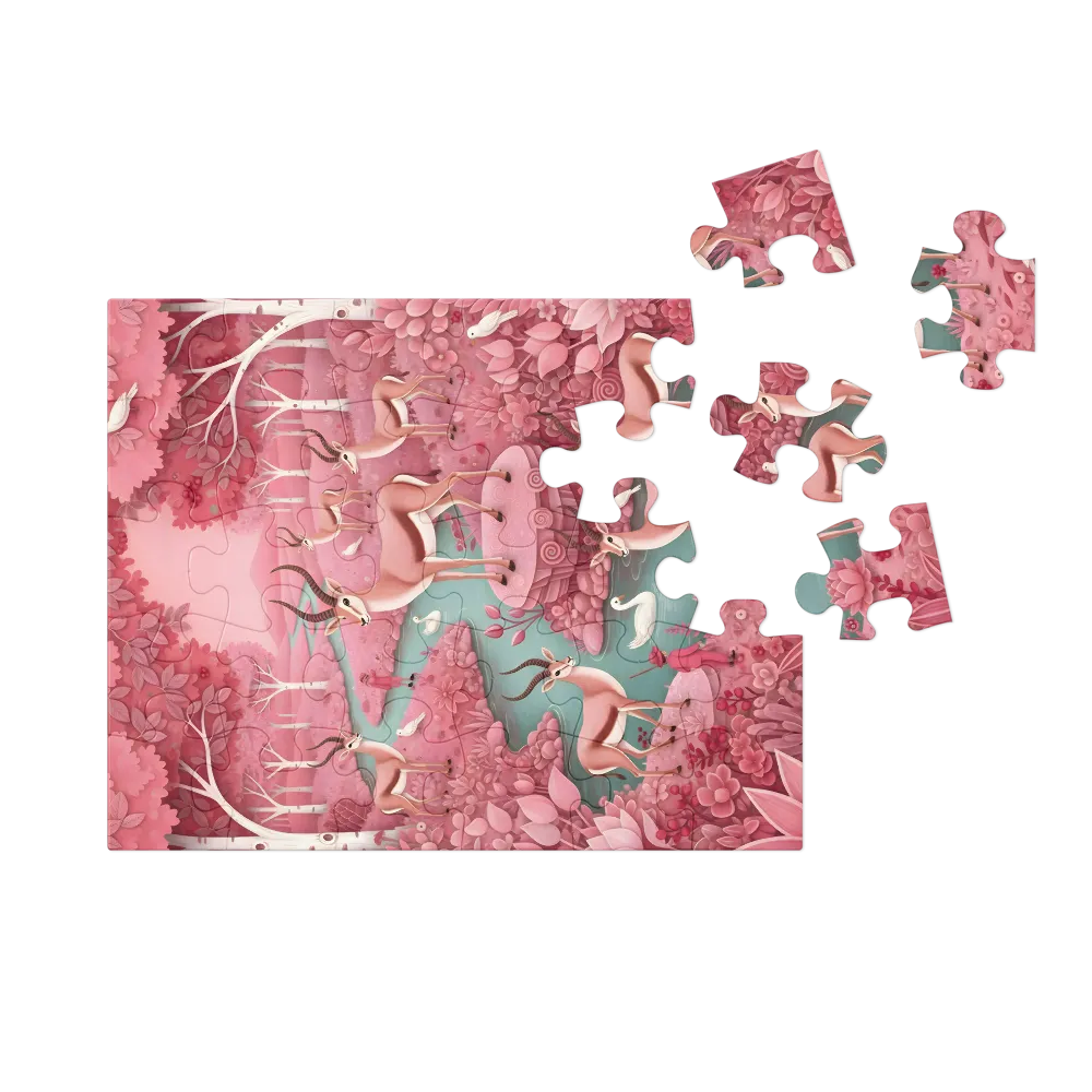 Rosy Gazelle Grove 
 Jigsaw Puzzle in Tin Box