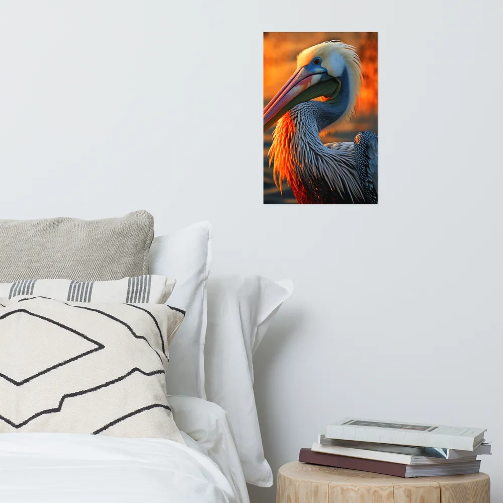 Elegance of the Pelican at Sunset | Poster | 12″×18″