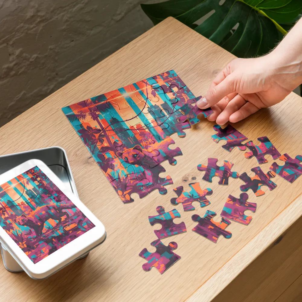 Neon Night Wanderer 
 Jigsaw Puzzle in Tin Box
