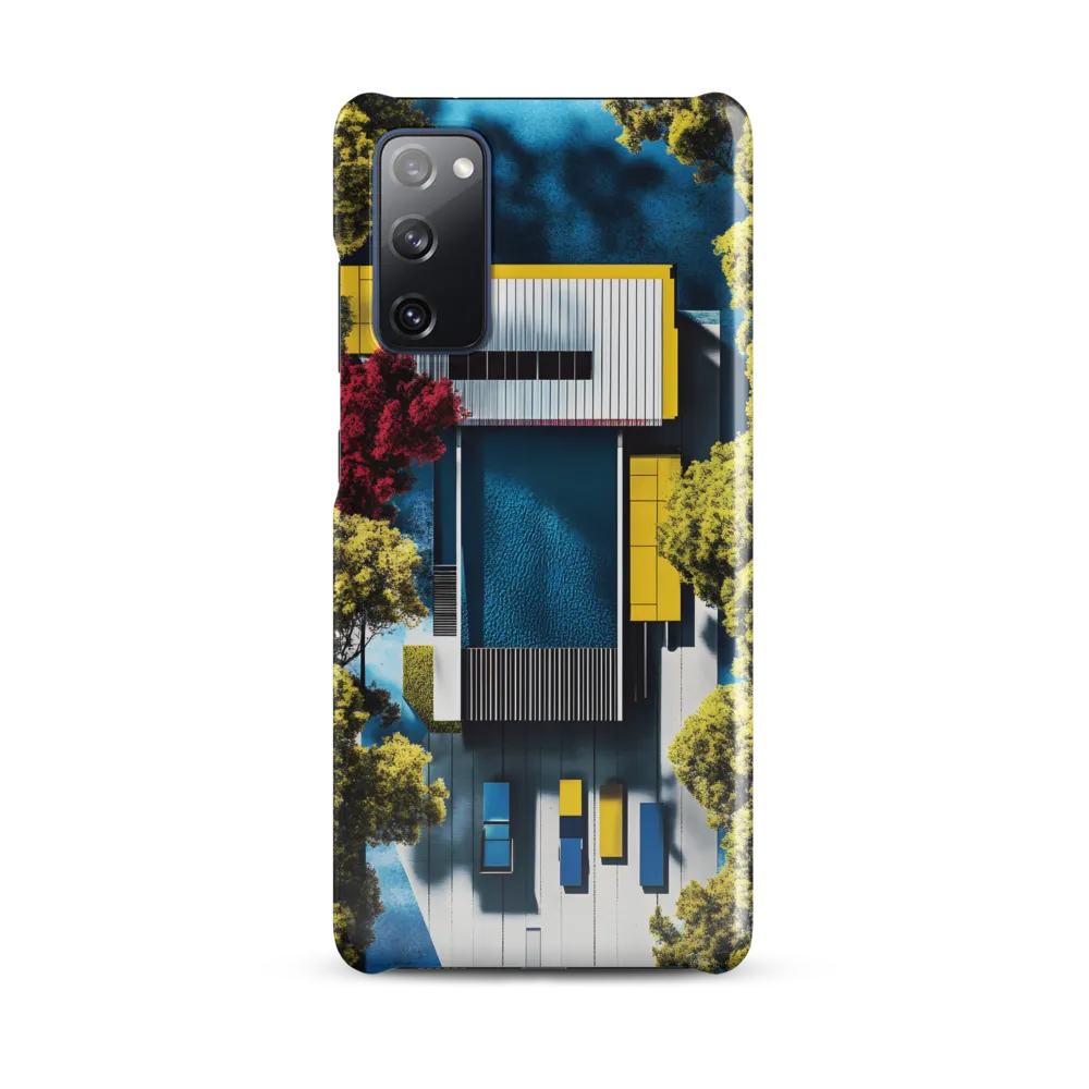 Pool House — Aerial Study in Cyan and Yellow