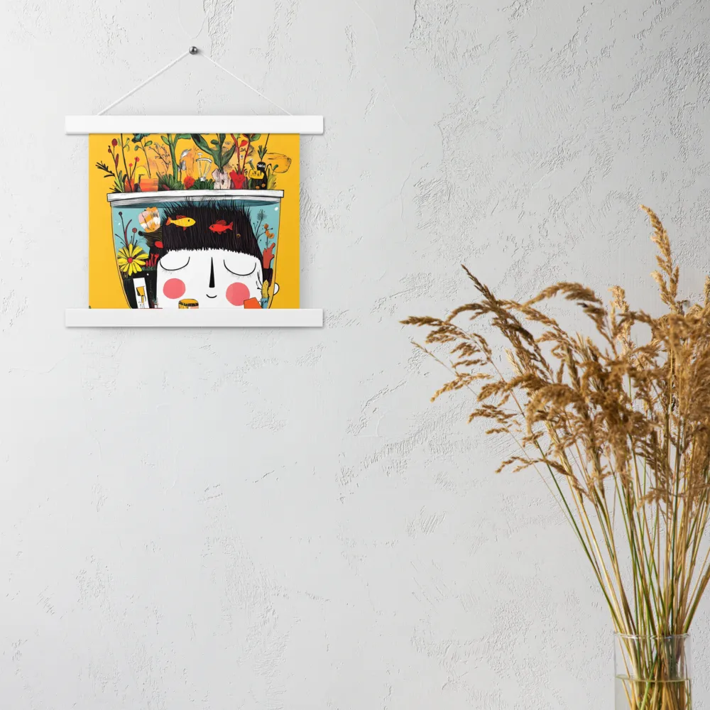 Whimsical Garden Head | Poster With White Wood Hanger | 10″×10″