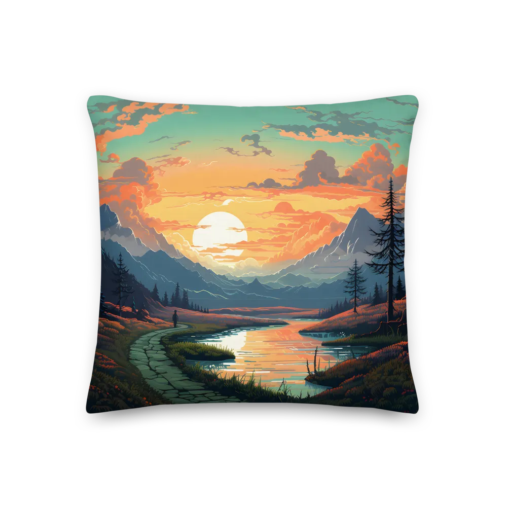 Tranquil Sunset Over the Majestic Mountains | Pillow | 18″×18″