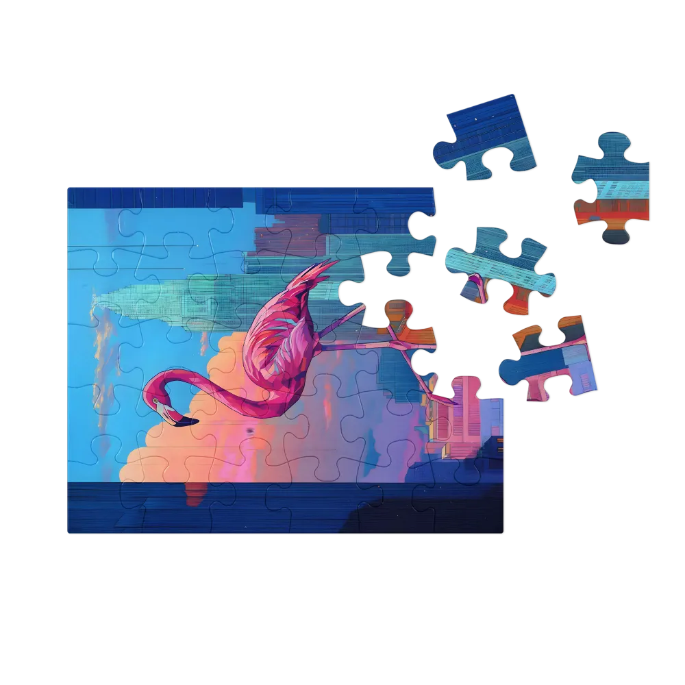 Urban Flamingo 
 Jigsaw Puzzle in Tin Box