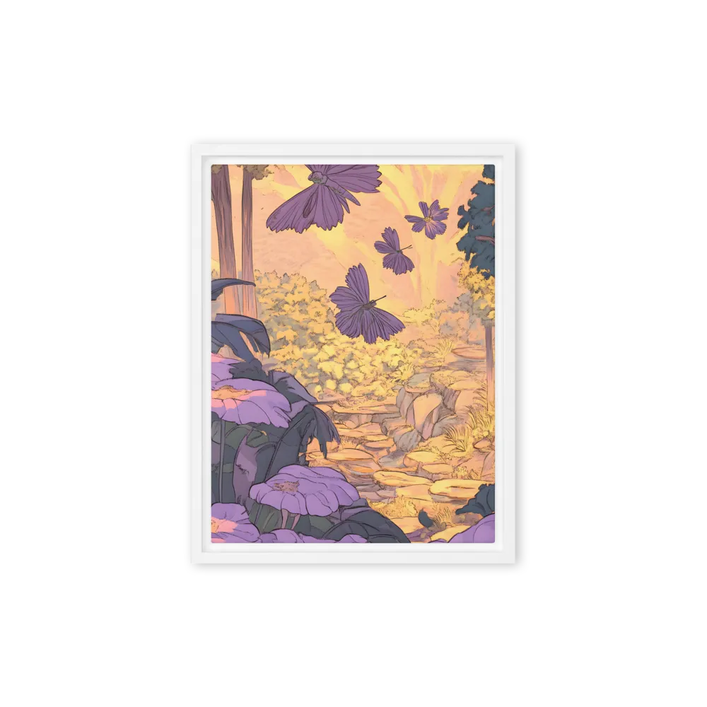 A Serene Dance of Butterflies | Canvas with White Frame | 9″×12″
