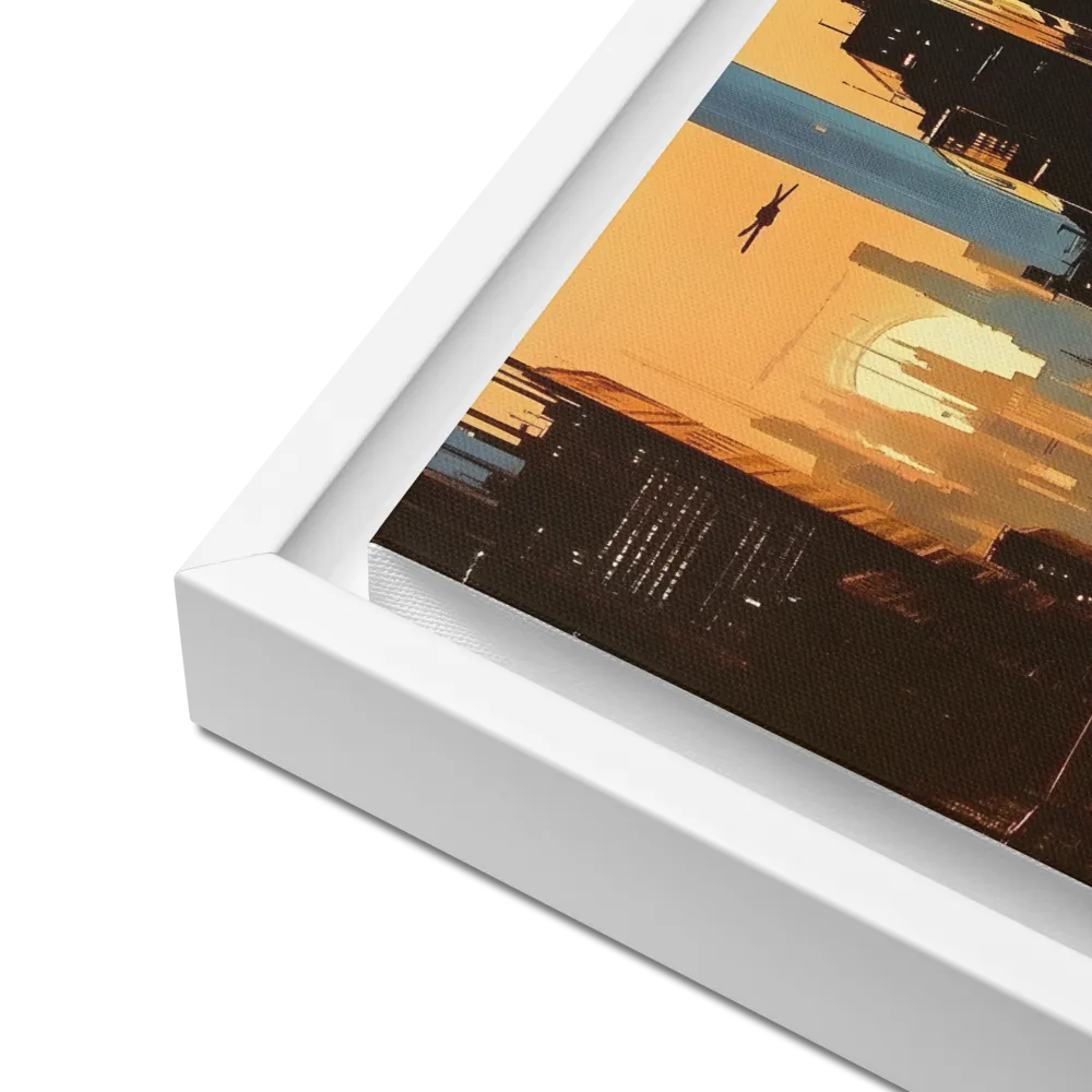 Metro Nexus: A Futuristic Cityscape | Canvas with White Frame | 12″×12″