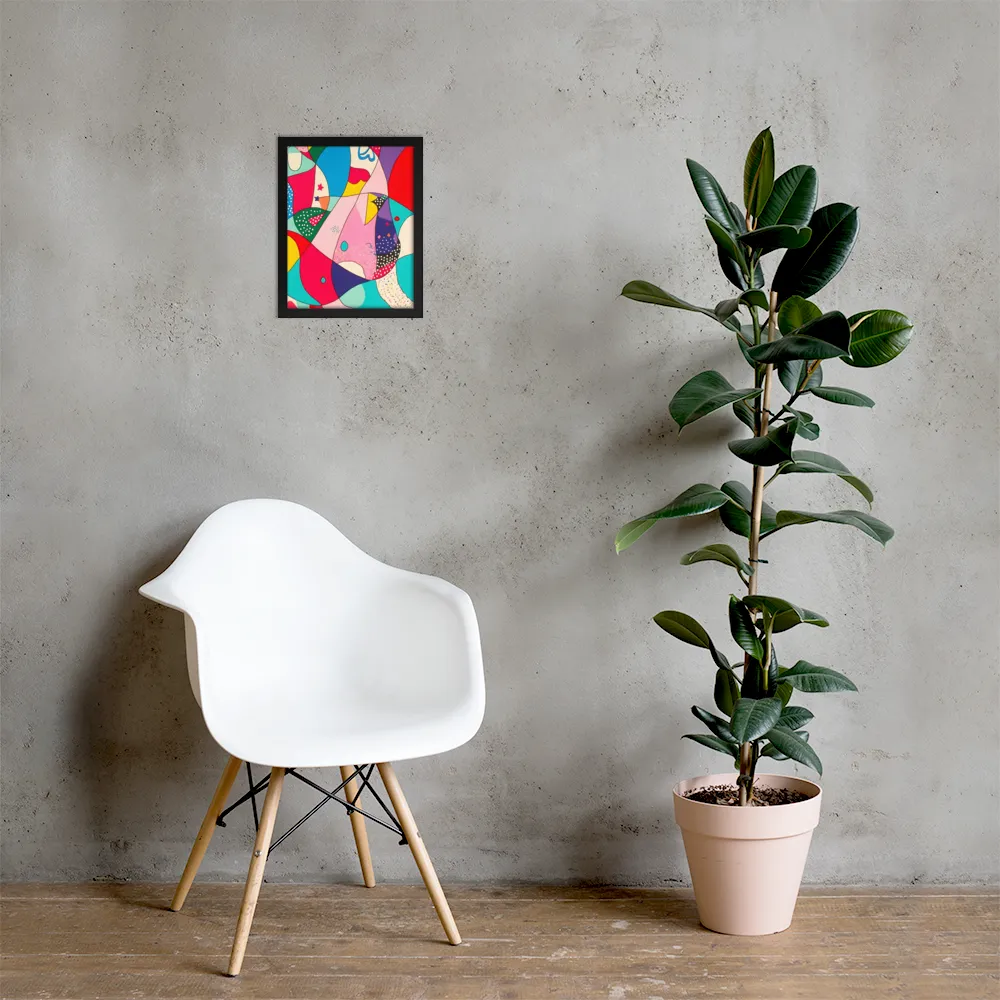 Playful Geometry in Color | Poster with Black Frame | 11″×14″