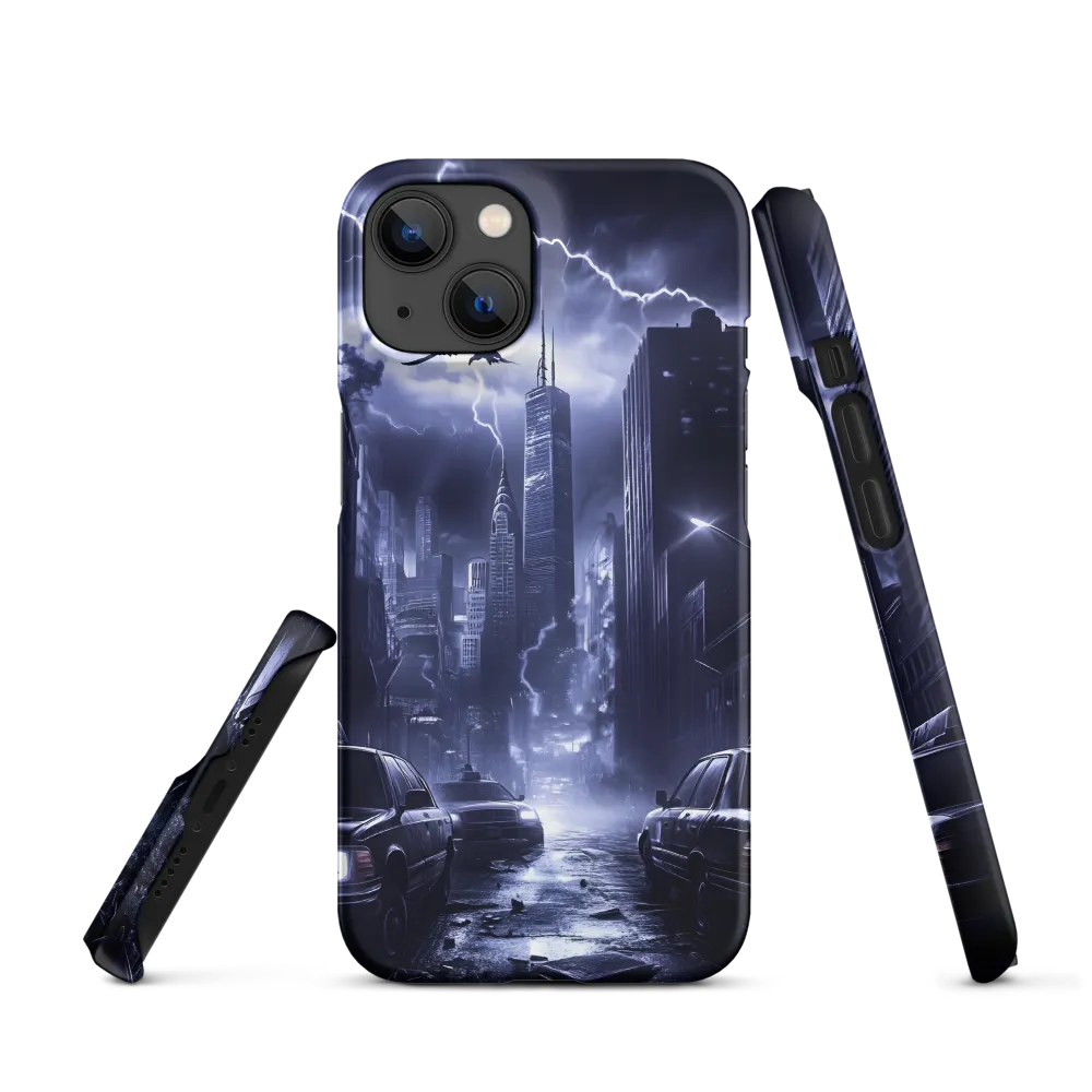 Stormy Cityscape: Shadows of the Night | Phone Case |  14 | Snap Case | Matte