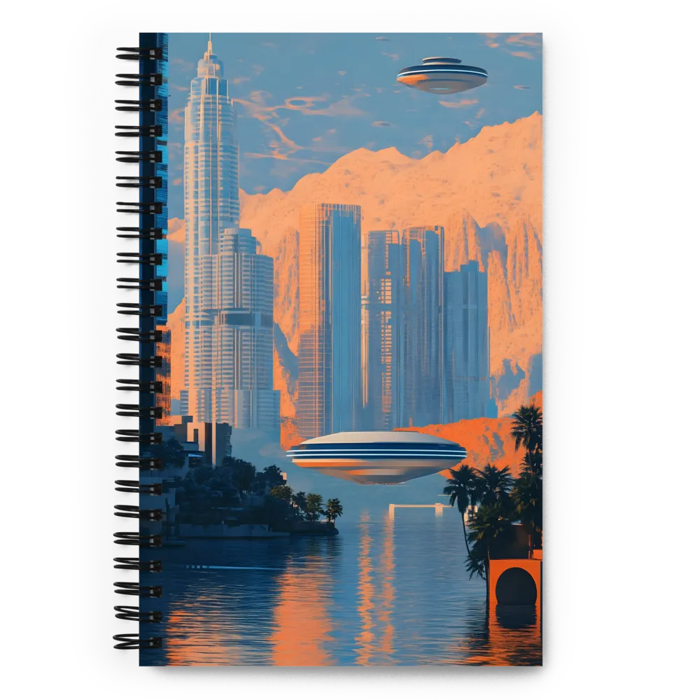 Futuristic Horizons: A Sci-Fi Cityscape | Spiral Notebook