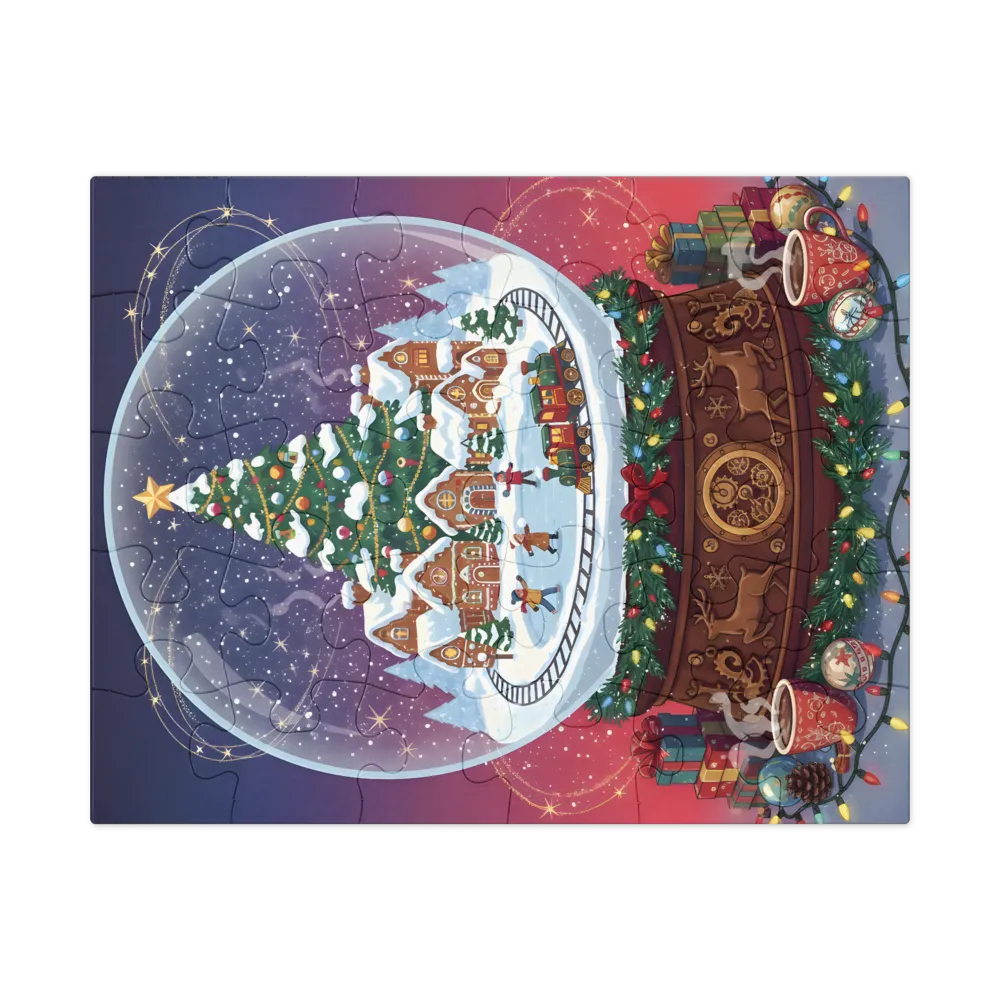 Christmas Village Snow Globe 
 Jigsaw Puzzle in Tin Box