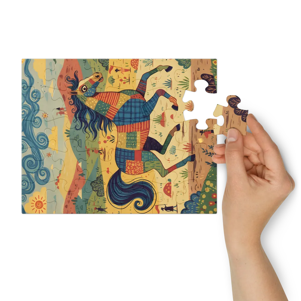 Patchwork Horse 
 Jigsaw Puzzle in Tin Box