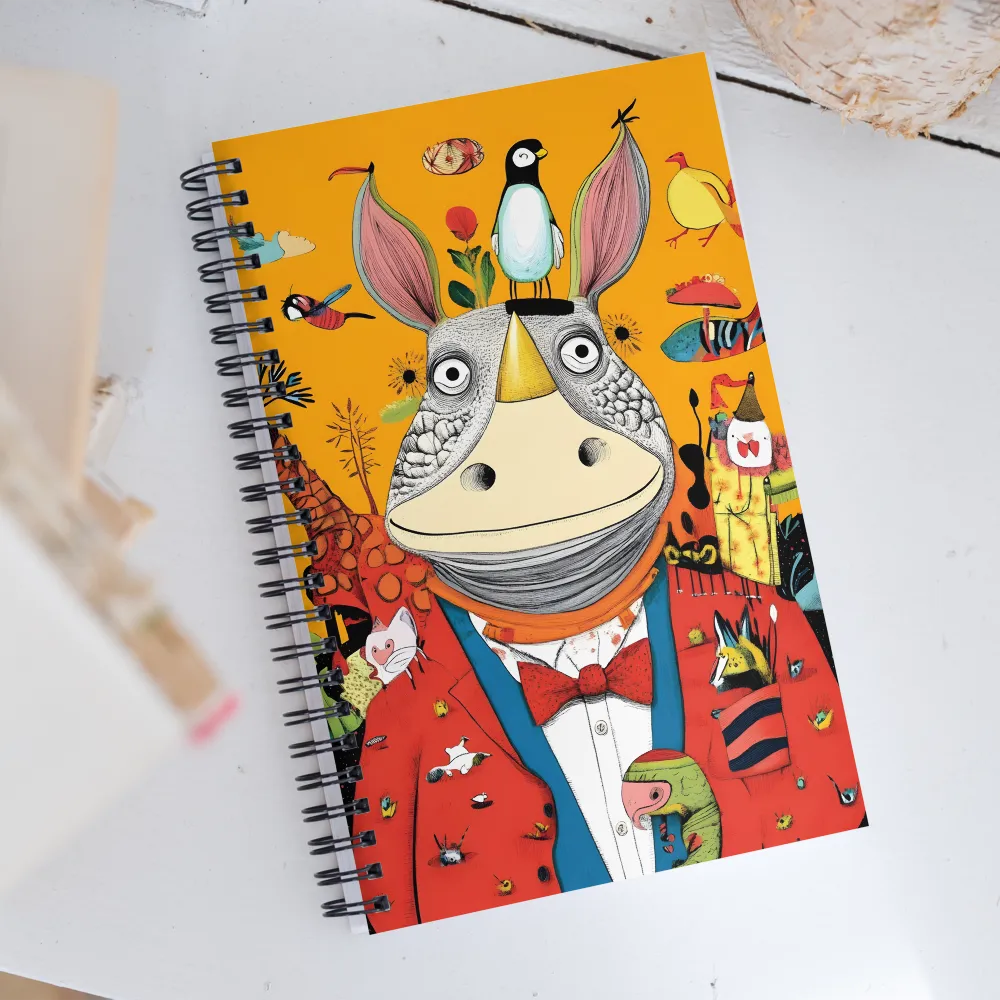 Whimsical Rhinoceros: A Playful Encounter | Spiral Notebook