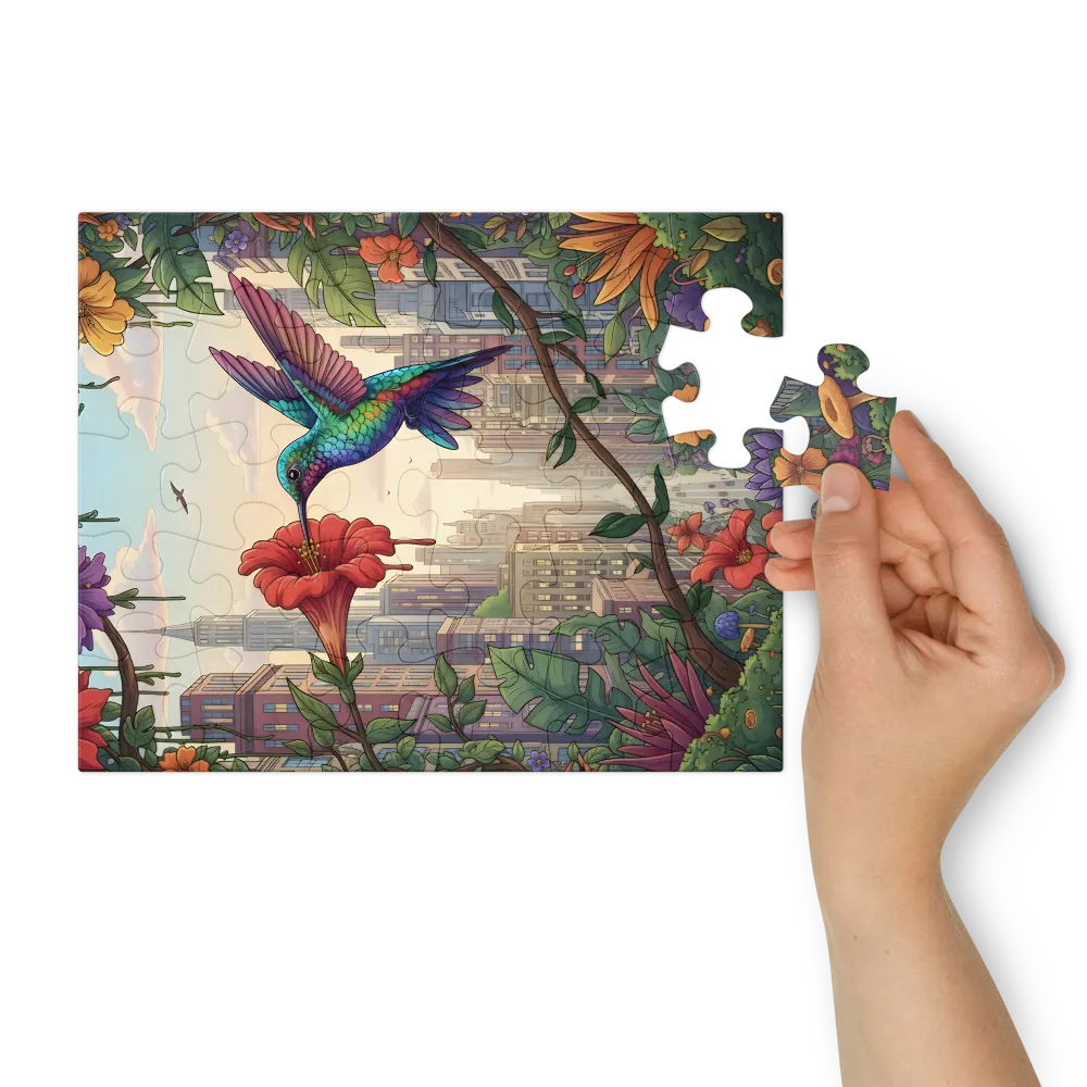 Urban Garden Hummingbird 
 Jigsaw Puzzle in Tin Box