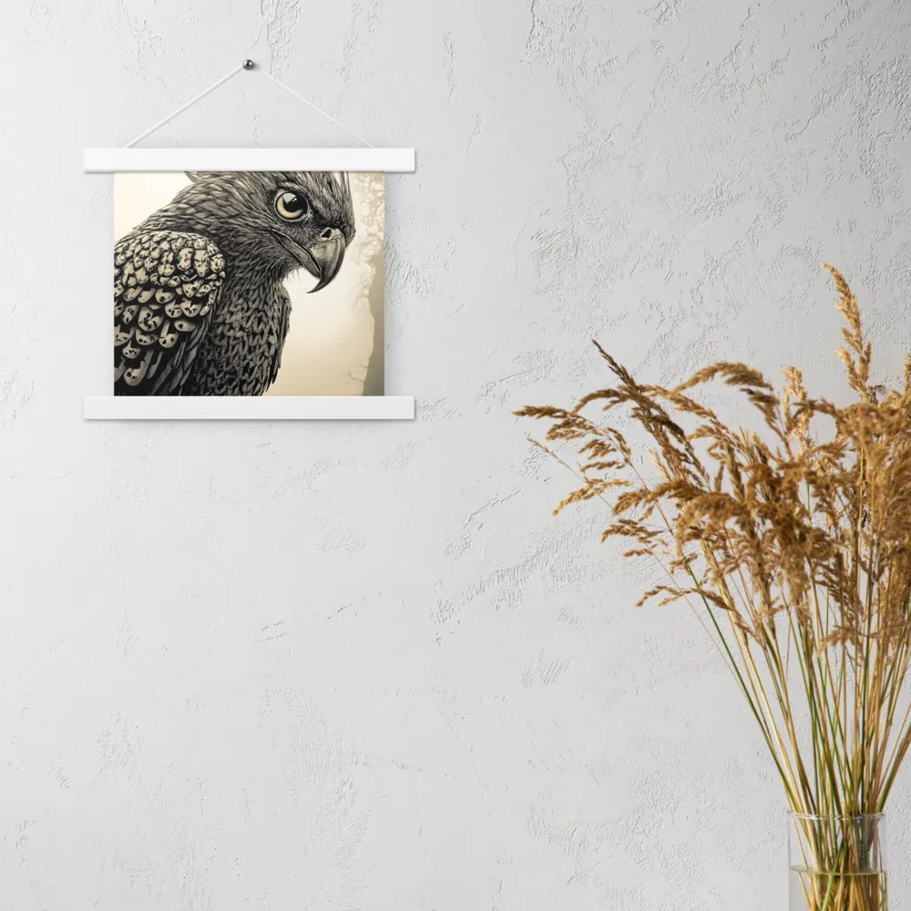 Majestic Owl in Detail | Poster With White Wood Hanger | 10″×10″