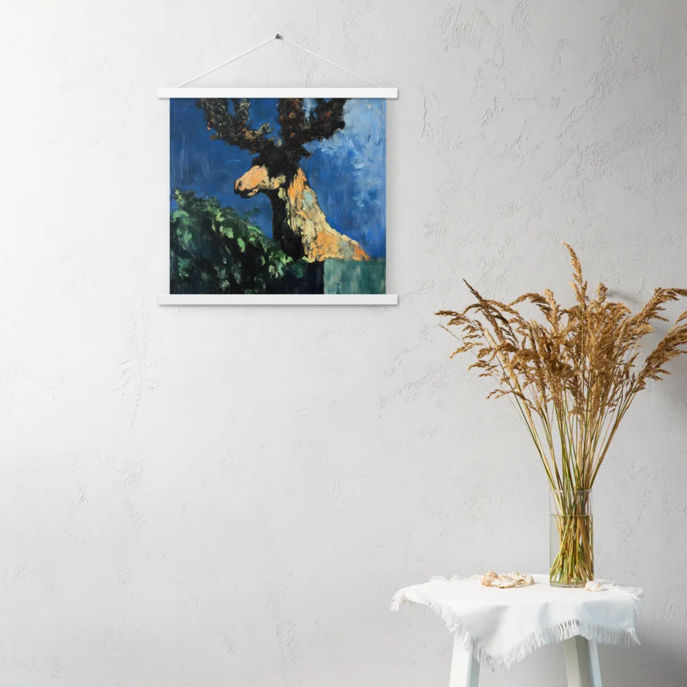 The Majestic Deer in Nature | Poster With White Wood Hanger | 18″×18″