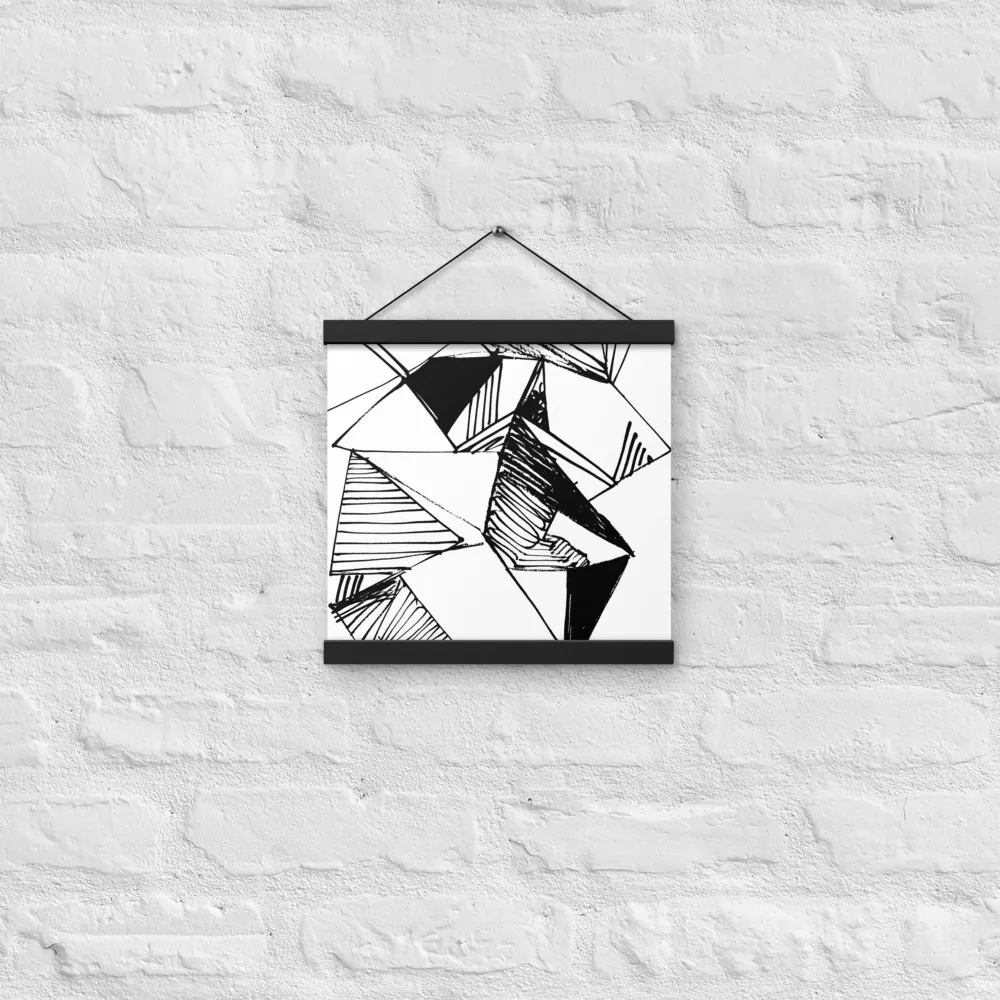 Dynamic Geometry in Ink | Poster With Black Wood Hanger | 12″×12″