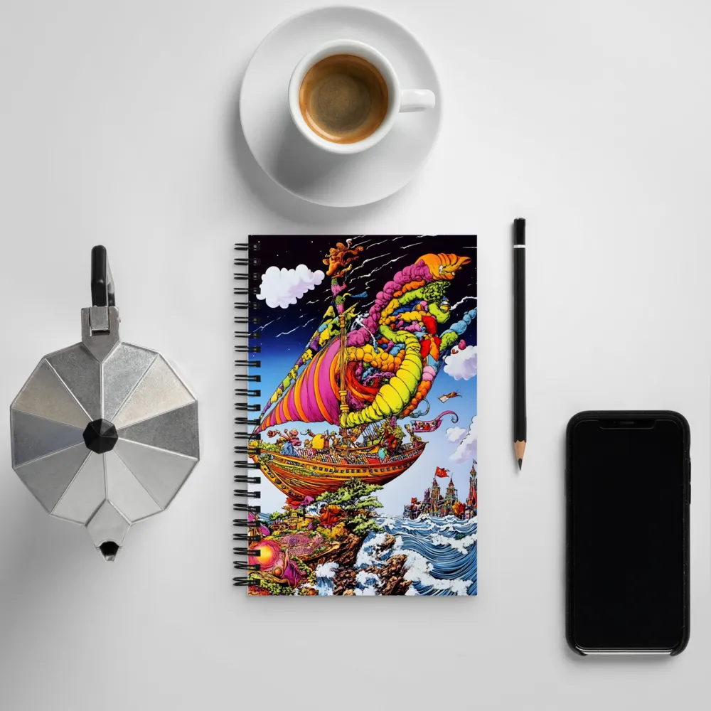 Voyage of Whimsy: A Surreal Sailor's Dream | Spiral Notebook