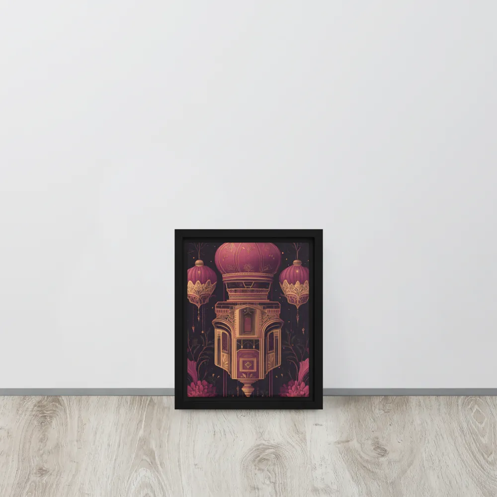 Ornate Harmony: A Digital Floral Architecture | Canvas with Black Frame | 8″×10″