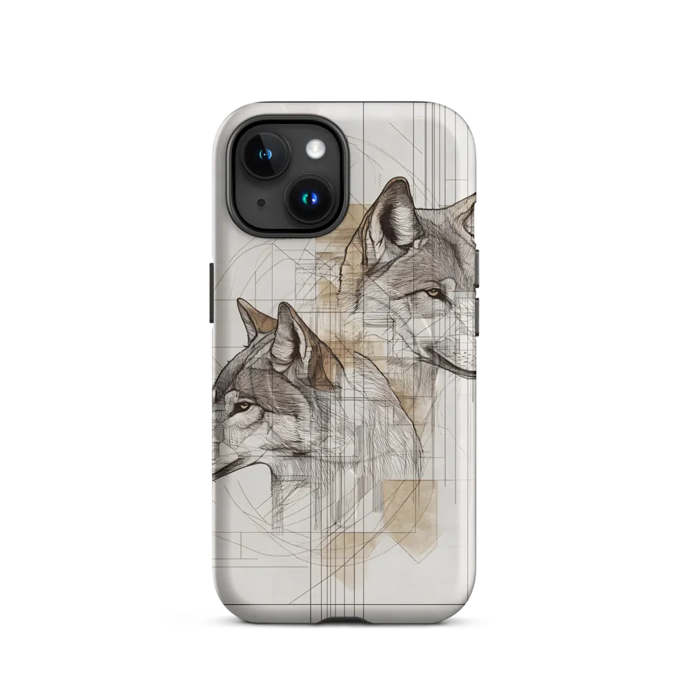Geometric Harmony: The Essence of Wolves | Phone Case |  15 | MagSafe® Tough Case | Matte