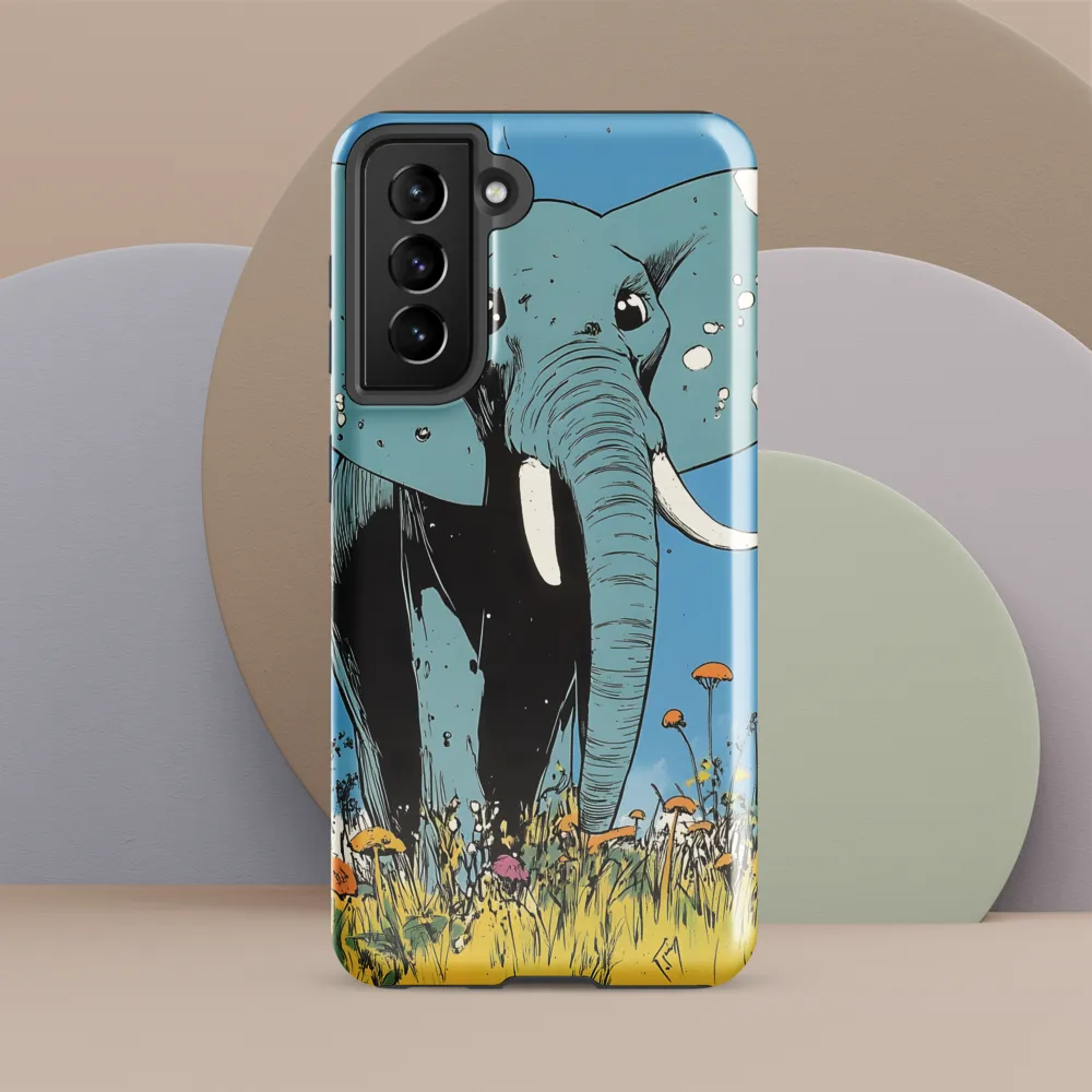 Whimsical Blue Elephant in Bloom