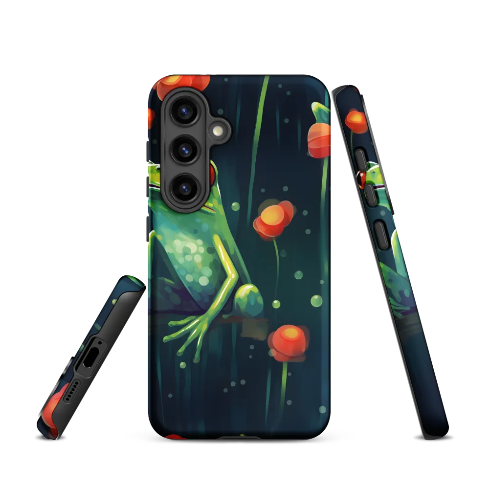 Playful Frogs in a Lush Pond