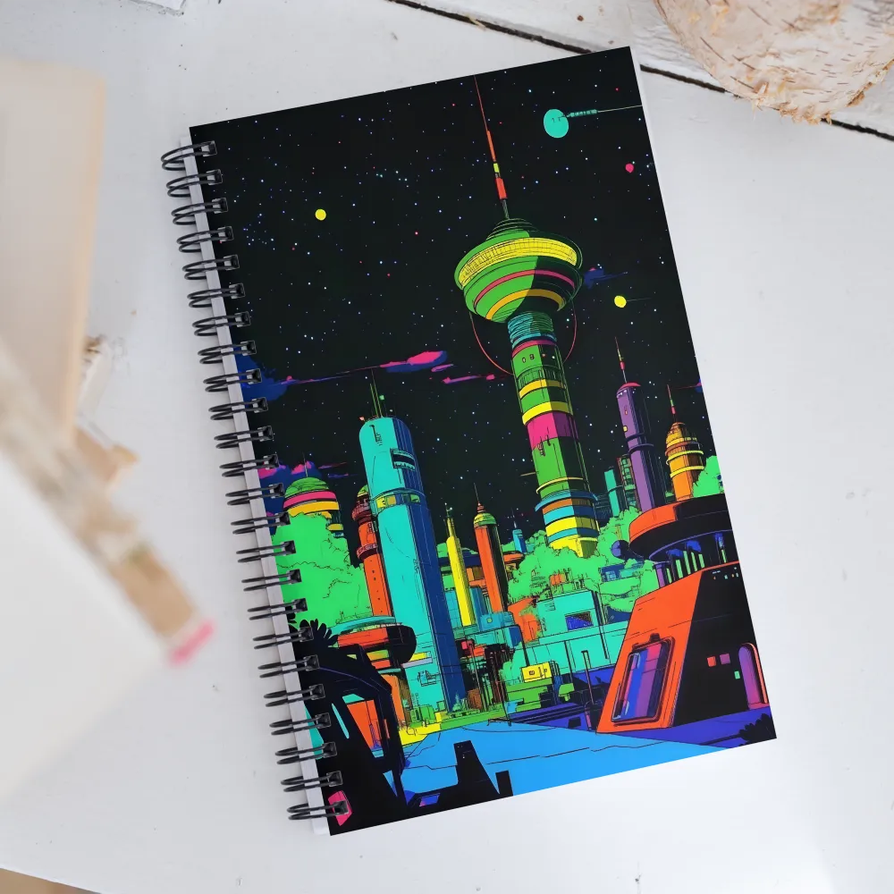 Neon Dreams: A Futuristic Cityscape | Spiral Notebook