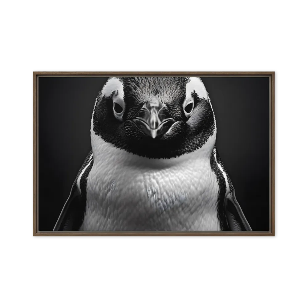 Majestic Penguin Portrait | Canvas with Brown Frame | 24″×36″