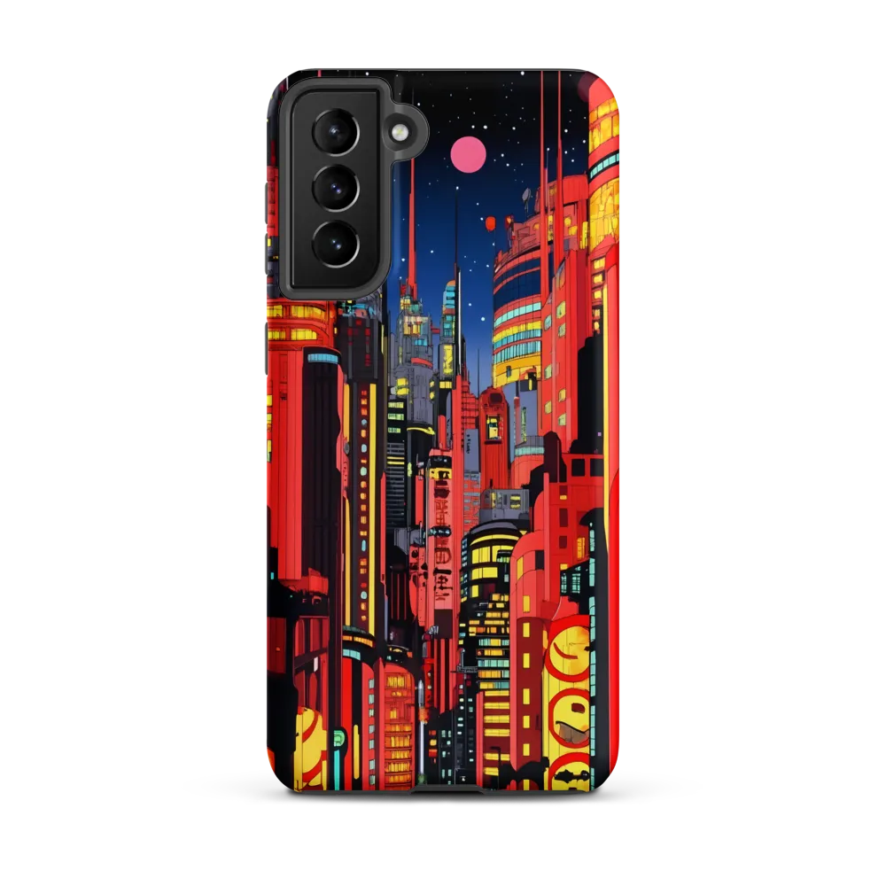 Neon Dreams: A Cyberpunk Cityscape | Phone Case |  S21 Plus | Tough Case | Matte