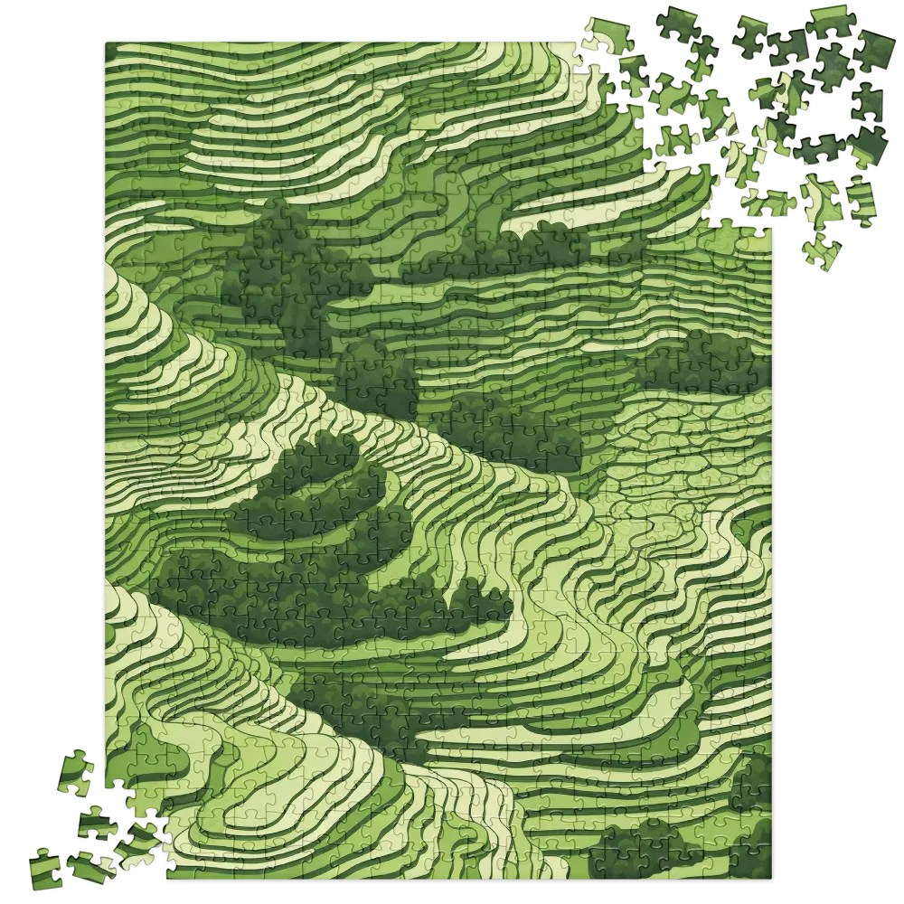 Waves of Green: An Abstract Landscape | Jigsaw Puzzle | 520 pieces