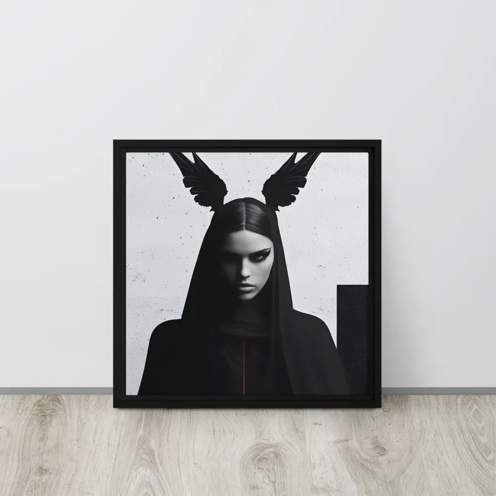 Whispers of Darkness | Canvas with Black Frame | 16″×16″