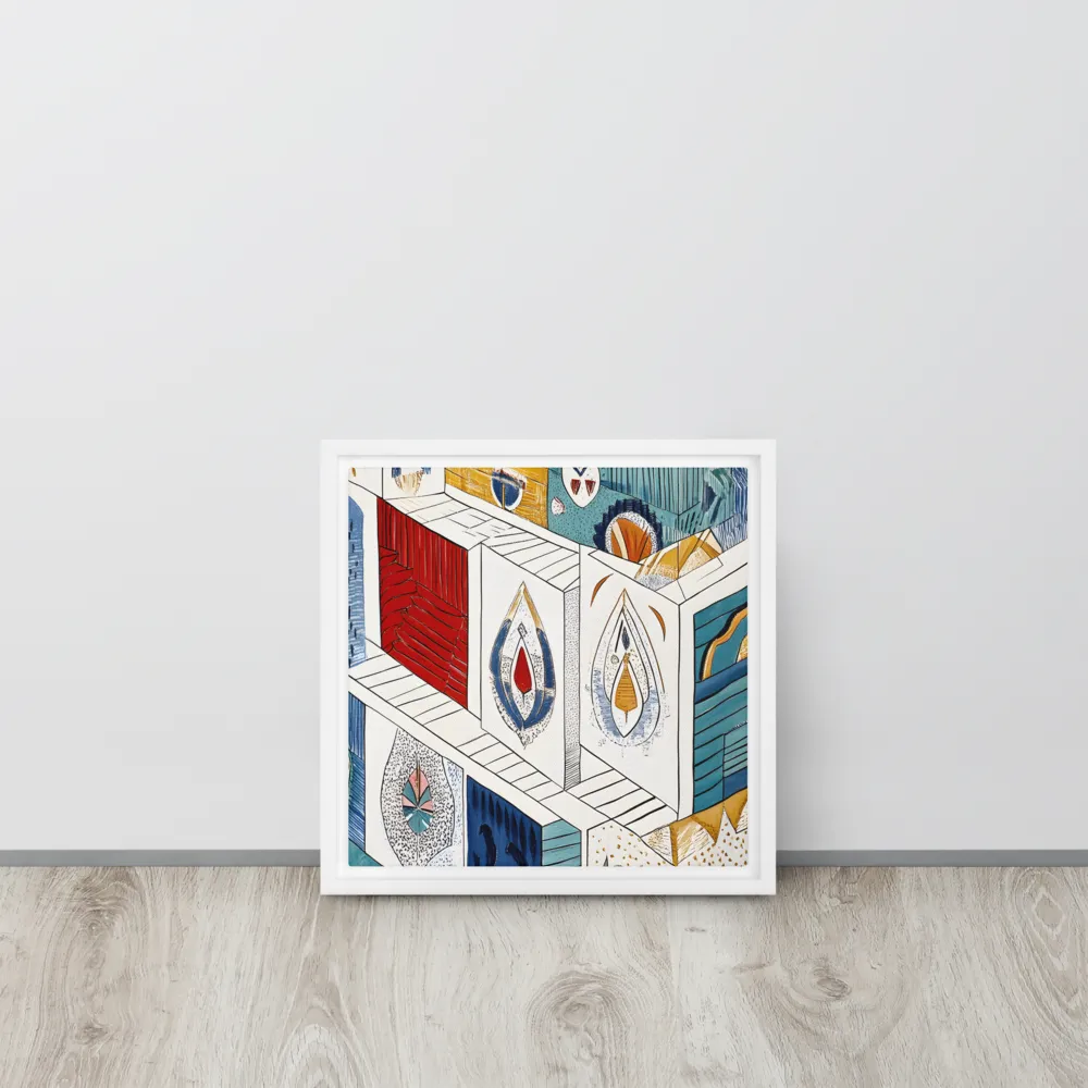Symphony of Geometric Harmony | Canvas with White Frame | 12″×12″