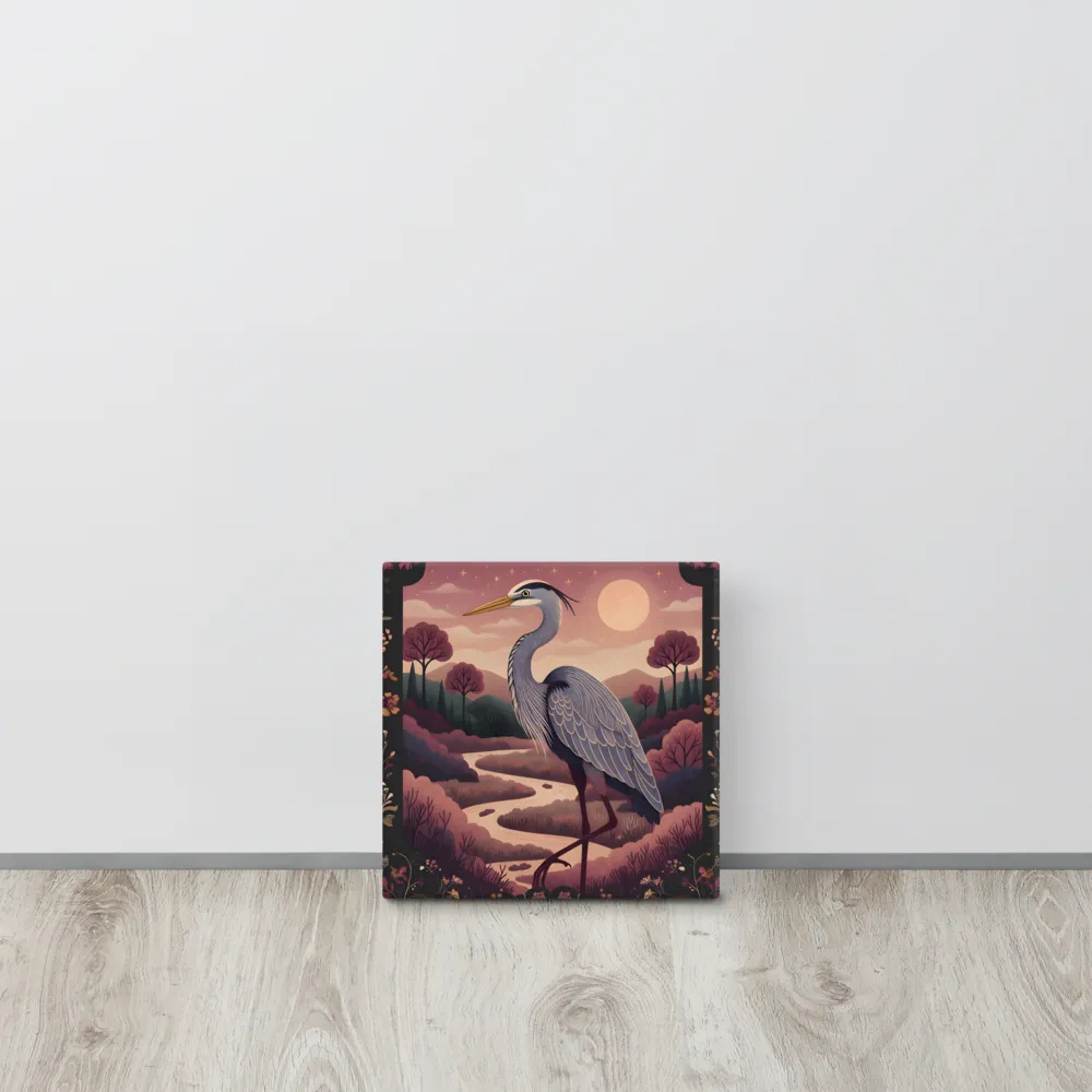 Moonlit Heron 
 Canvas | 10″x 10″