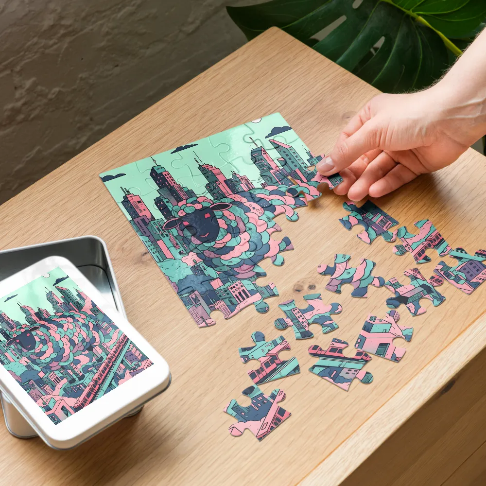 Skyline Sheep 
 Jigsaw Puzzle in Tin Box