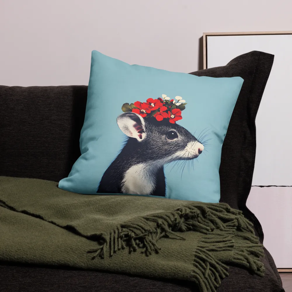 Whimsical Flora: A Mouse's Floral Crown | Pillow | 22″×22″