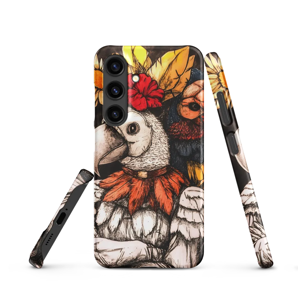 The Surreal Guardian: A Dance of Feathers and Flowers | Phone Case |  S24 | Snap Case | Matte