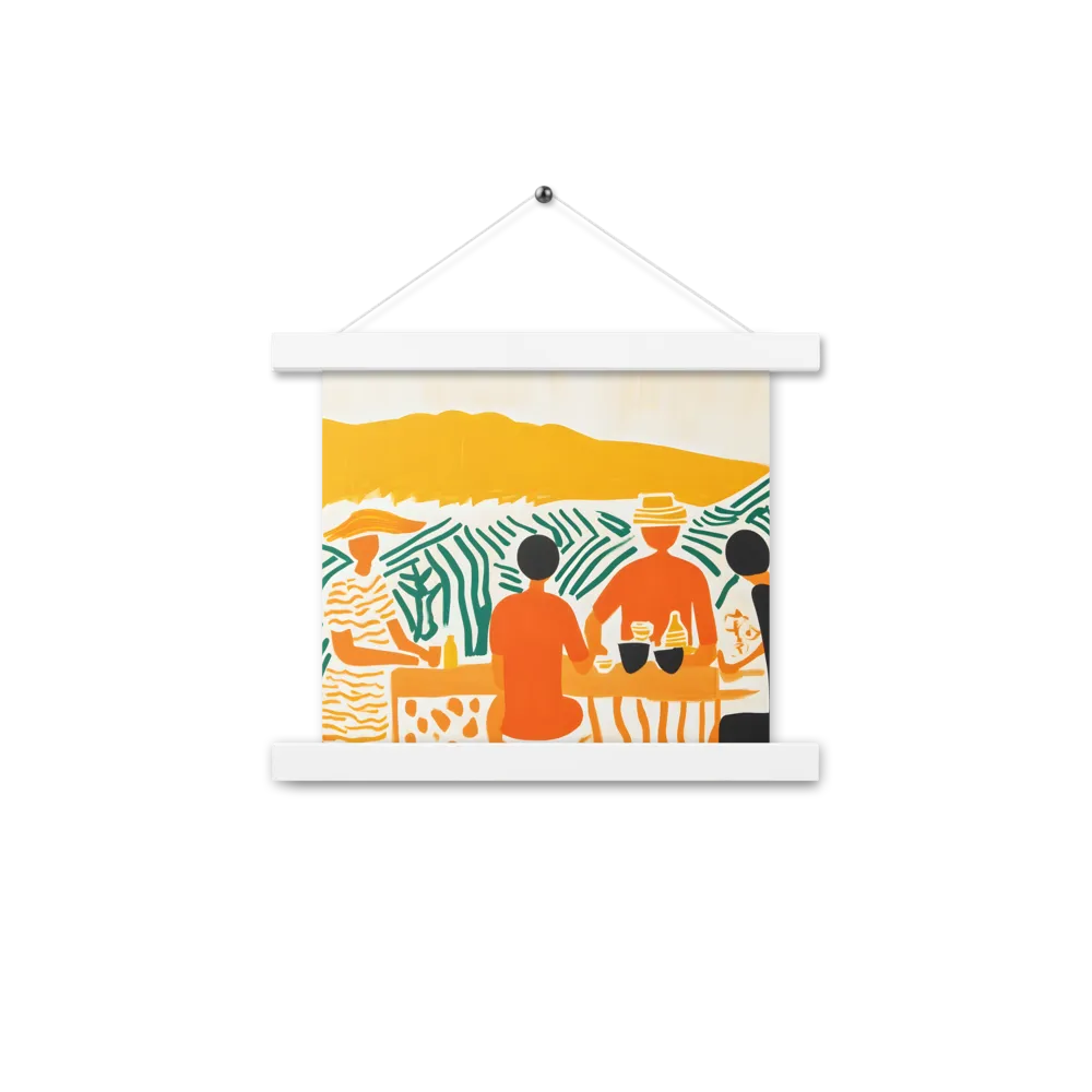 Summer Vibes: Café Conversations | Poster With White Wood Hanger | 10″×10″