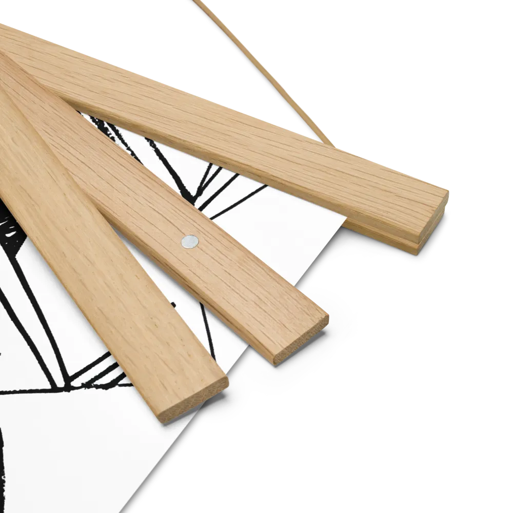 Dynamic Geometry in Ink | Poster With Oak Wood Hanger | 10″×10″
