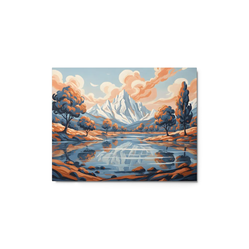 Impressionistic Mountain Lake 
 Metal Print | 11″x 14″