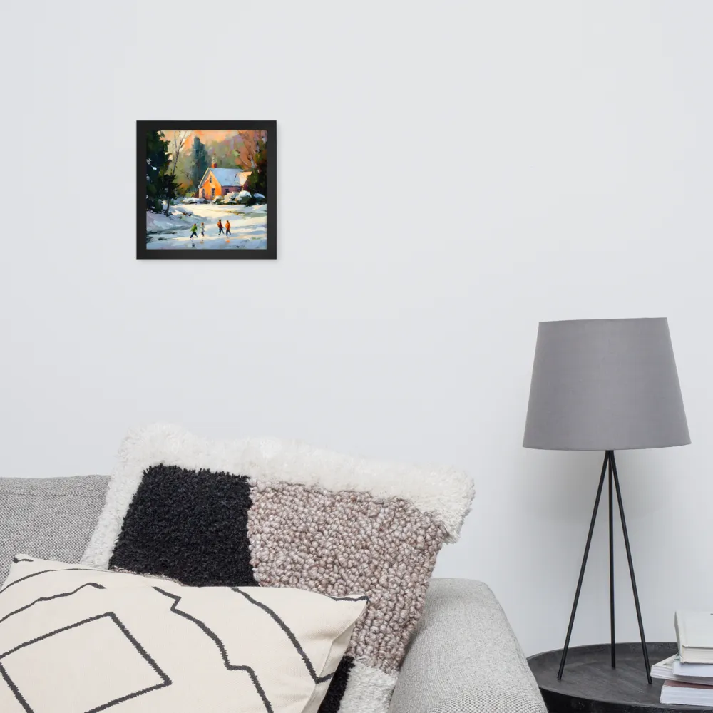 Sunlit Winter Cottage 
 Poster with Black Frame | 10″x 10″