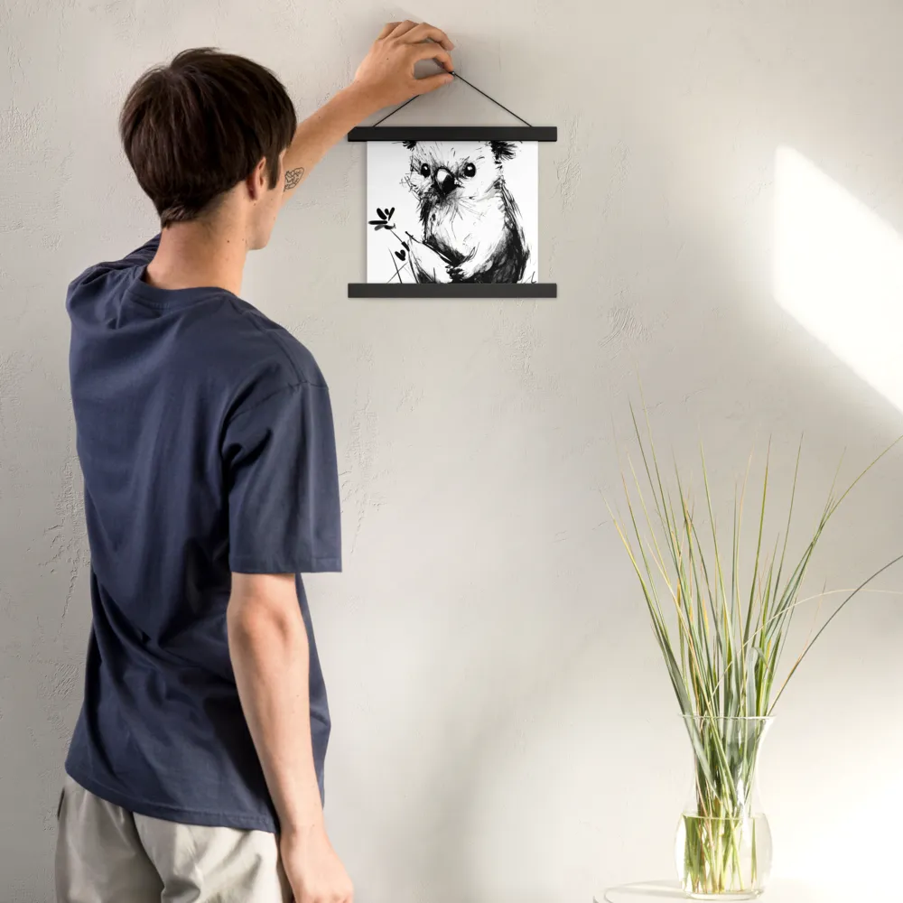 Whimsical Koala in Ink | Poster With Black Wood Hanger | 10″×10″