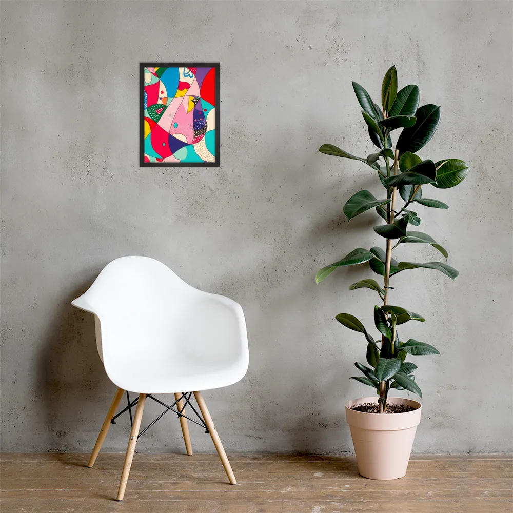 Playful Geometry in Color | Poster with Black Frame | 12″×16″