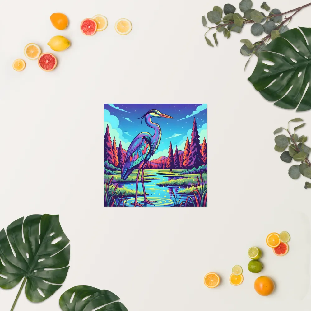 Neon Heron 
 Poster | 18″x 18″
