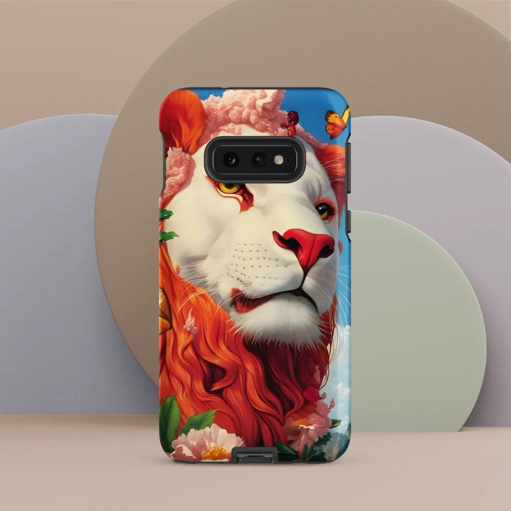 Majestic Lion Amidst Floral Splendor