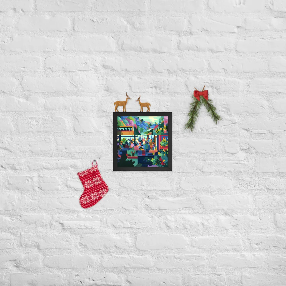 Riverside Café 
 Poster with Black Frame | 10″x 10″