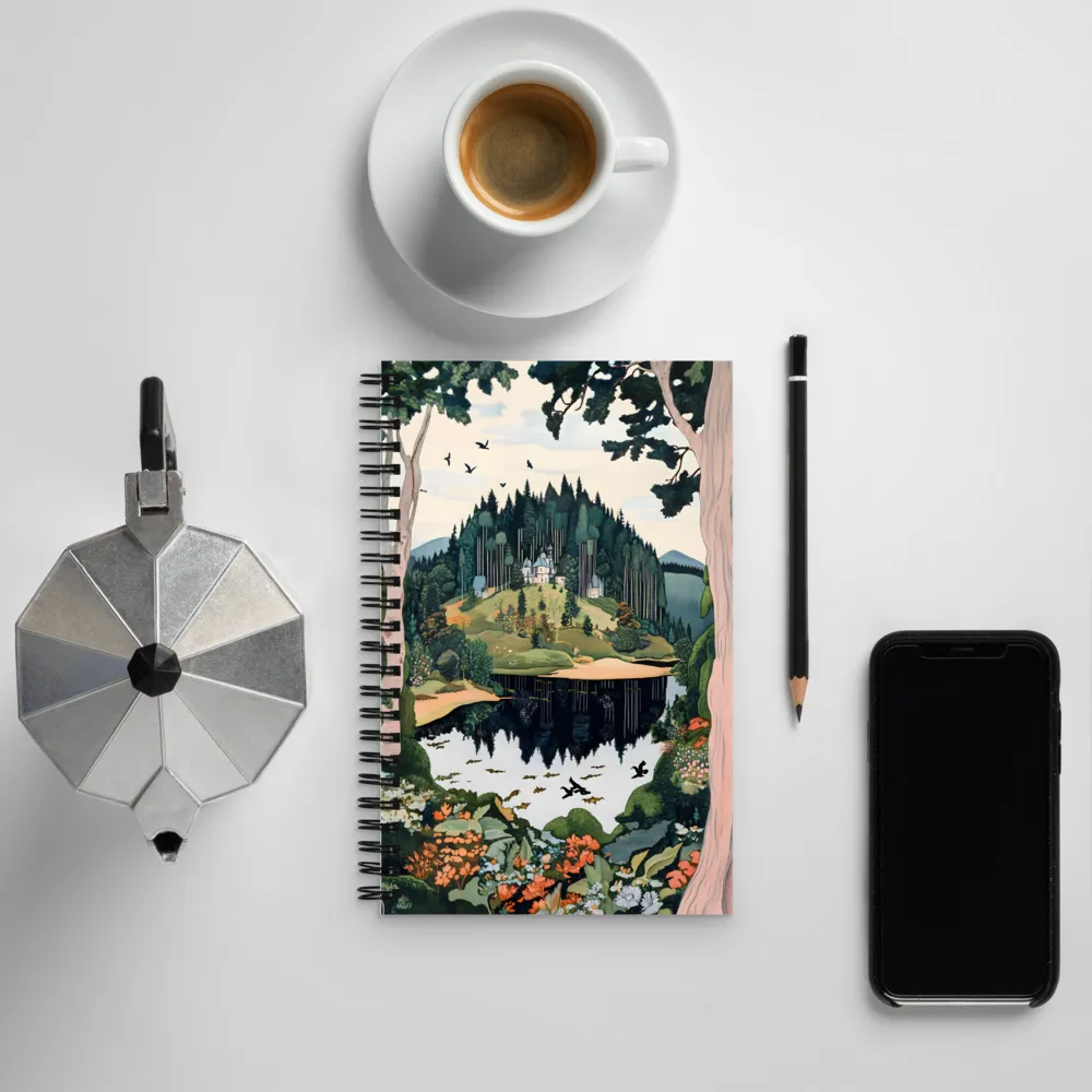 Tranquil Reflections: A Serene Landscape | Spiral Notebook