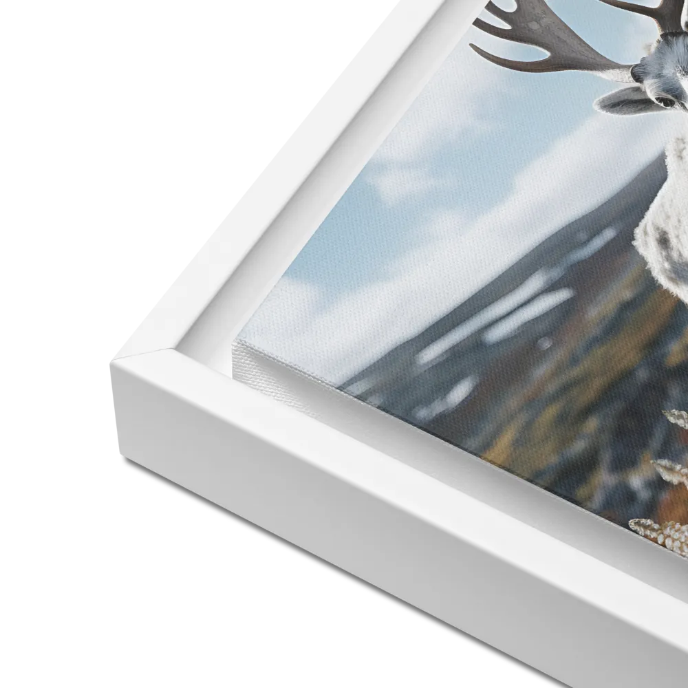 Majestic Harmony: The Reindeer in Nature | Canvas with White Frame | 12″×16″