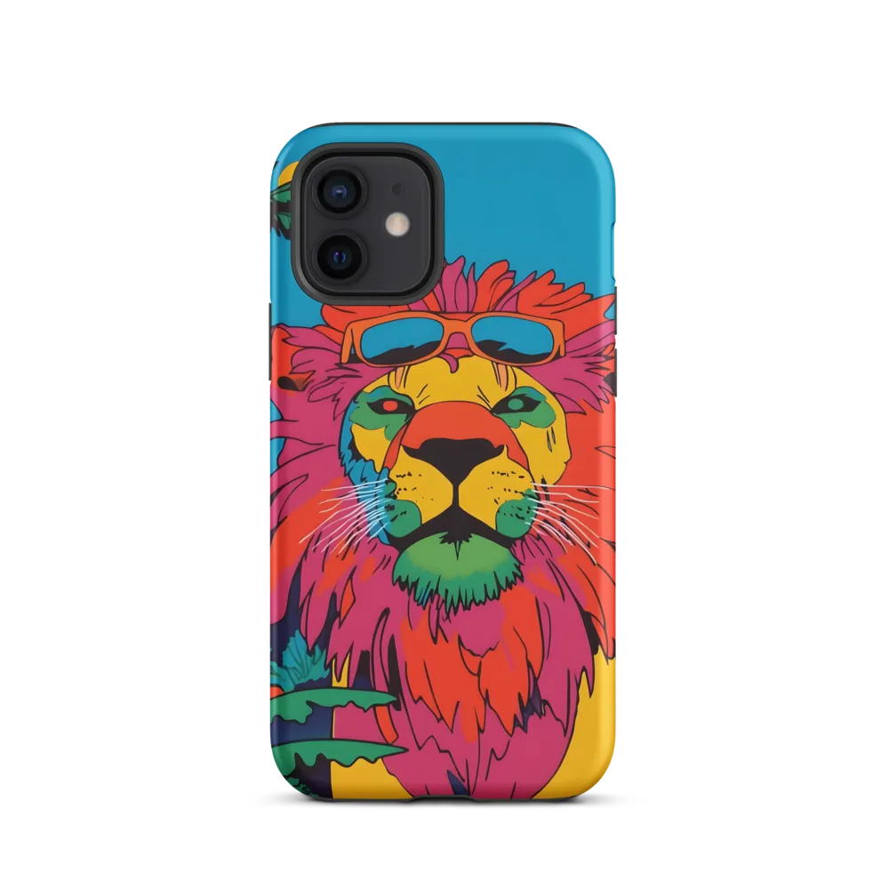 Lion with Sunglasses: A Vibrant Tropical Portrait